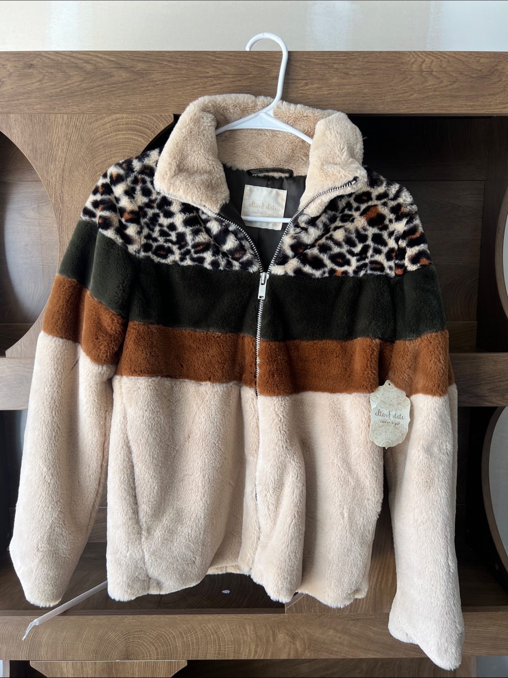 Altar'd State Faux Fur Zip Jacket with Pockets